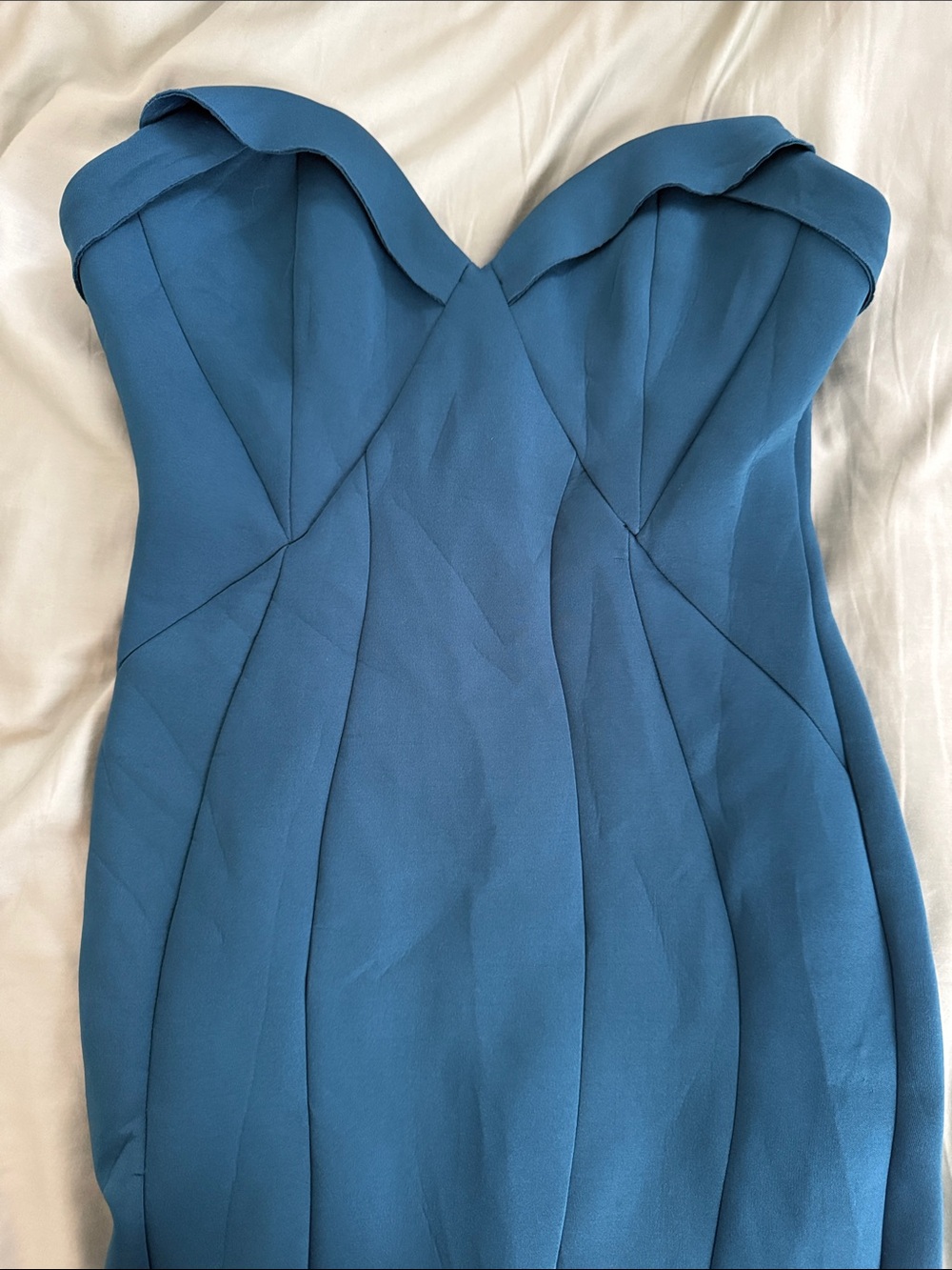 Strapless Teal Blue Sculpted Fit Dress